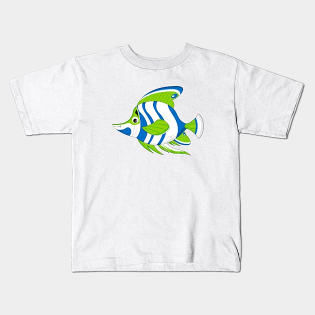 Cute Cartoon Tropical Fish Kids T-Shirt by markmurphycreative